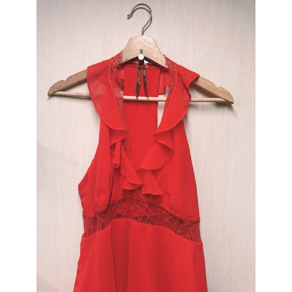Anthropologie Red Tiered High Low Lace V Neck
Dress, Size Small - Picture 6 of 13
